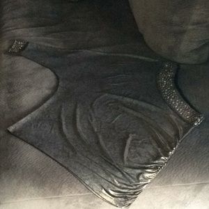 Pewter metallic beaded top